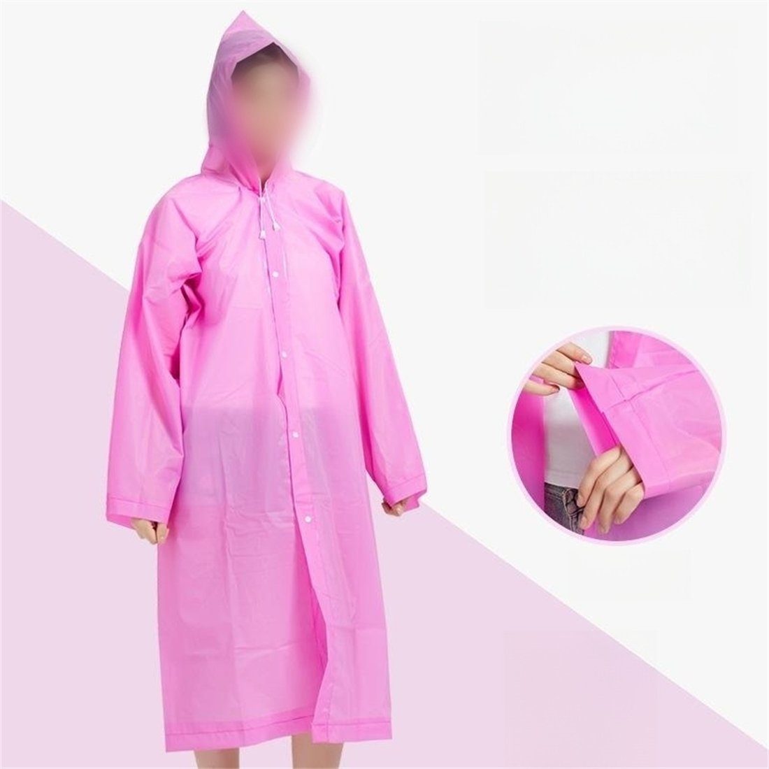 Radfahren, Leichter Regenponcho Regenponcho Bequemer Cape Mode YOOdy~ Regen Regenmantel (1-St) Atmungsaktiv EVA Wandern Rosa Wiederverwendbar Regenmantel Poncho