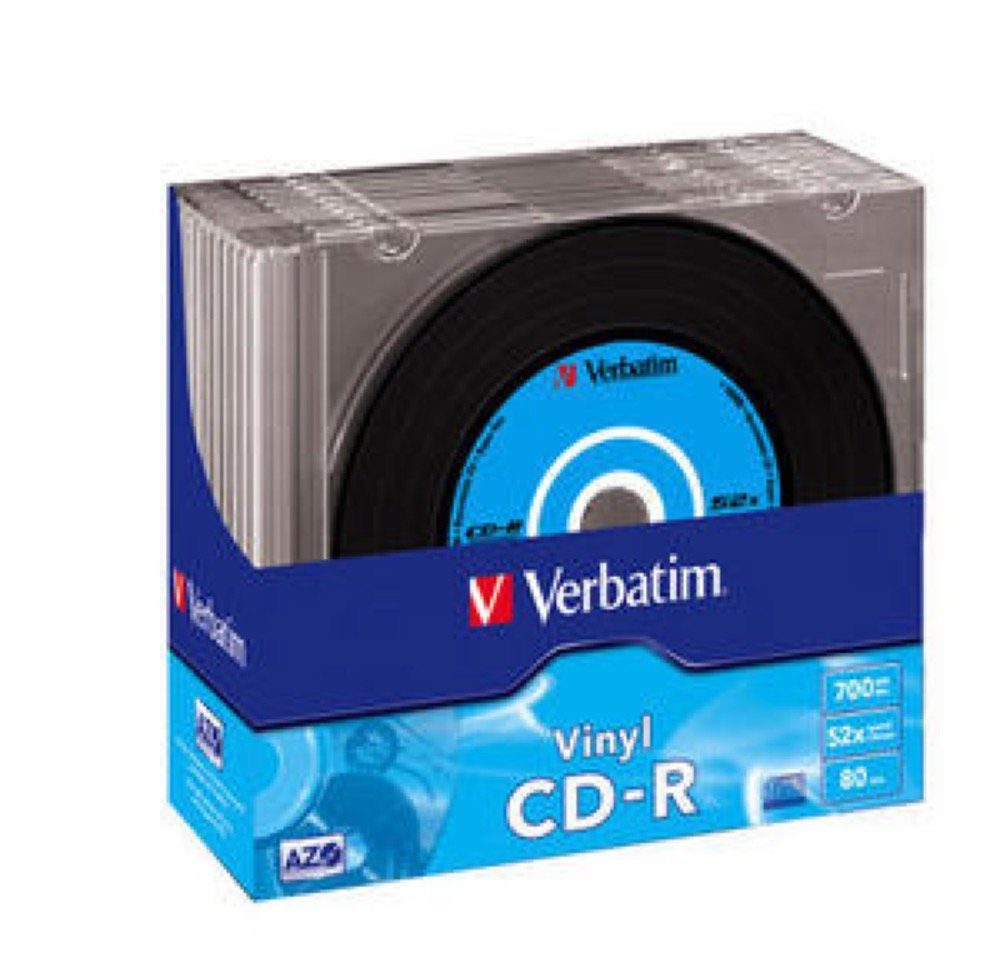 Verbatim CD-Rohling 10 Verbatim Rohlinge CD-R Vinyl 80Min 700MB 52x Slimcase