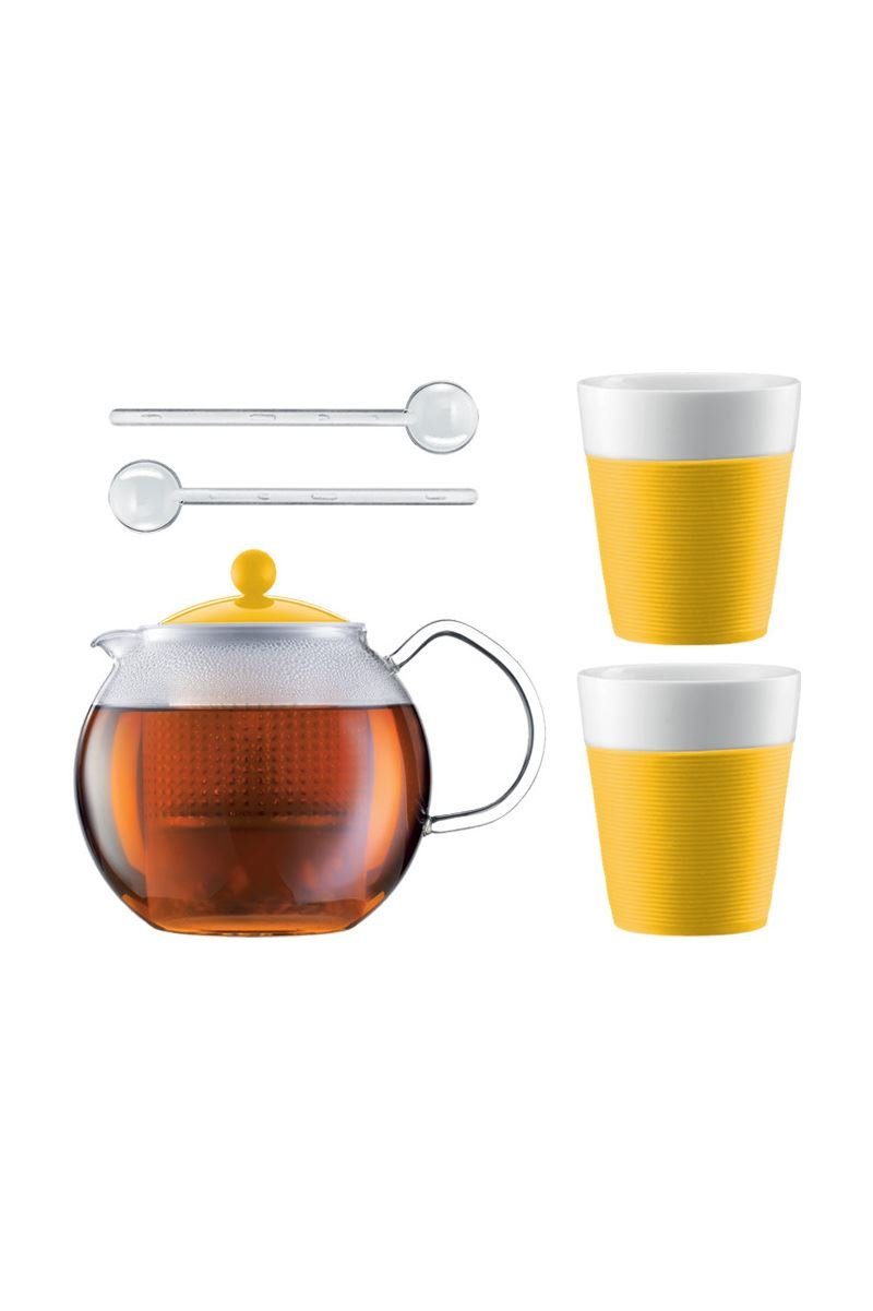 Bodum Teebereiter Assam, Set, 1 Liter Teebereiter mit Kunststofffilter, 2 Teegläser