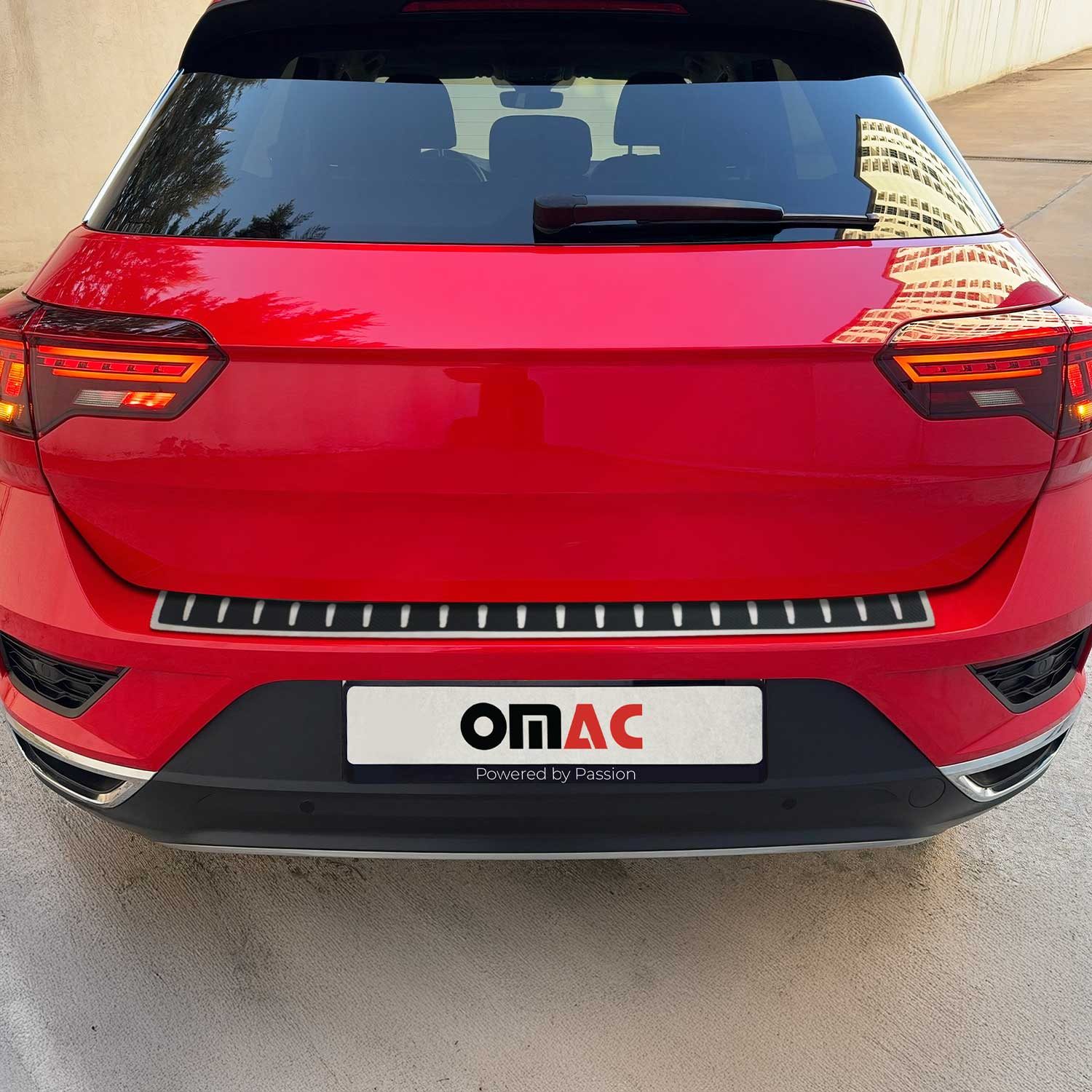 OMAC Ladekantenschutz Stoßstangenschutz für VW T-Roc 2017-2025 Edelstahl Kohlefaser, Zubehör für Volkswagen T-Roc 2017-2025, Langlebig,Einfache Reinigung,Einfache Installation,Rostbeständig