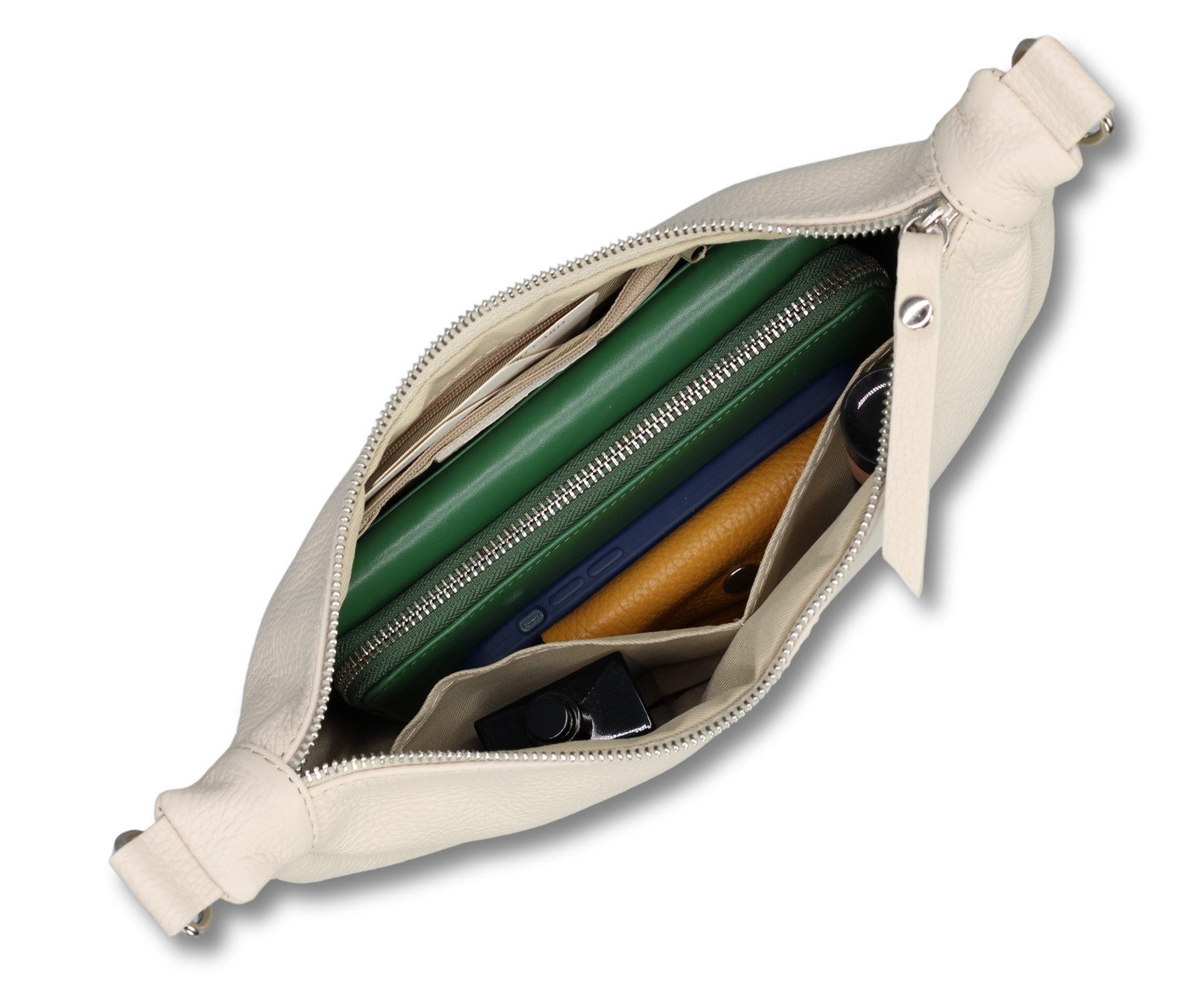 Adel Bags Schultertasche DIANA Halbmond Tasche Leder, Umhängetasche für Damen, Gürteltaschen, echt Leder, Made in Italy