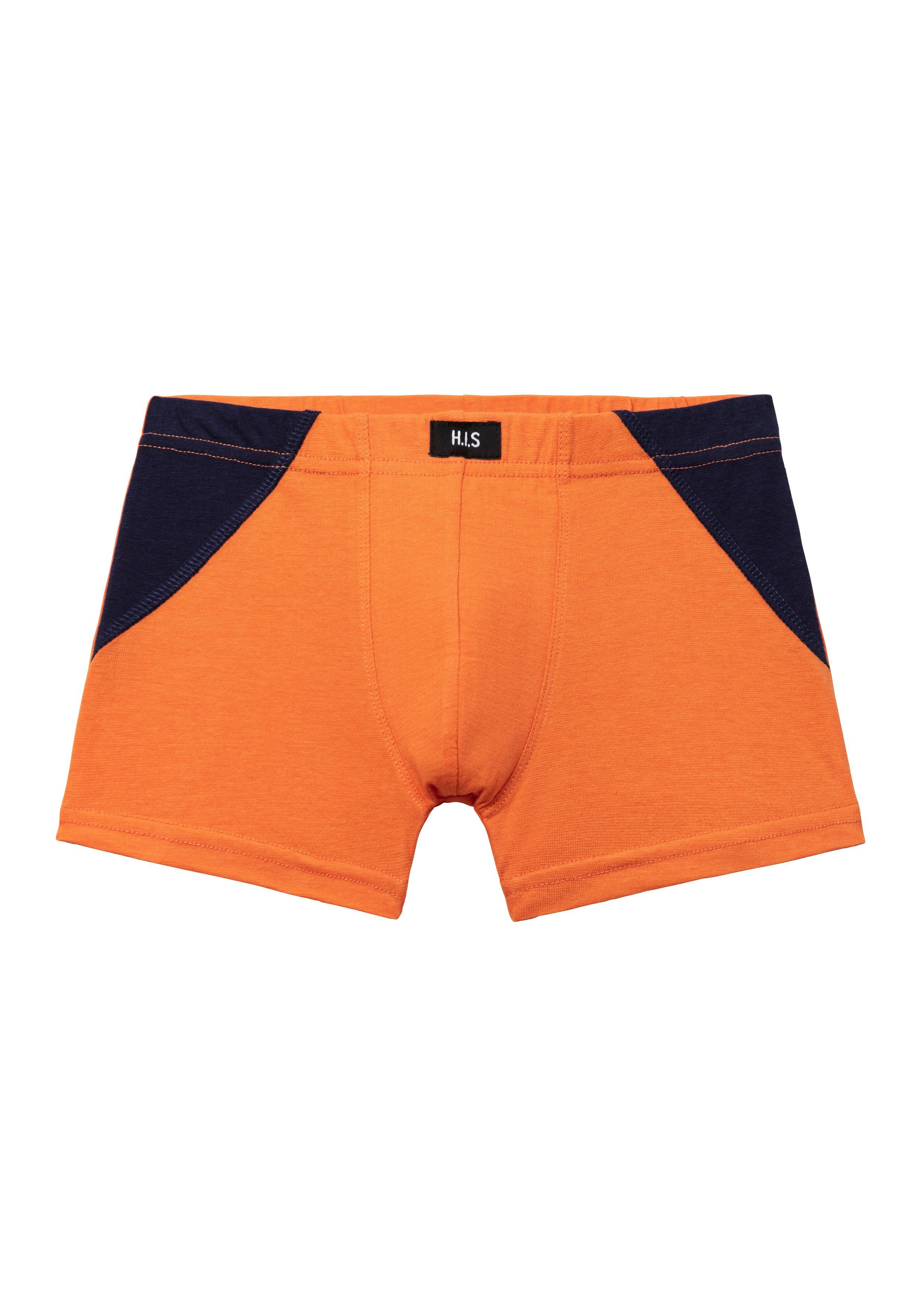 H.I.S Boxer (Packung, 4-St) marine-orange für coolem orange-marine, einen mit Auftritt marine-blau, Colorblocking sportlichen blau-marine
