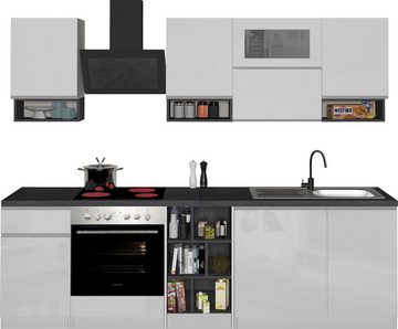 Kochstation Küchenzeile KS-Sole, Breite 256 cm, mit Geschirr-Abtropfschrank, ohne E-Geräte