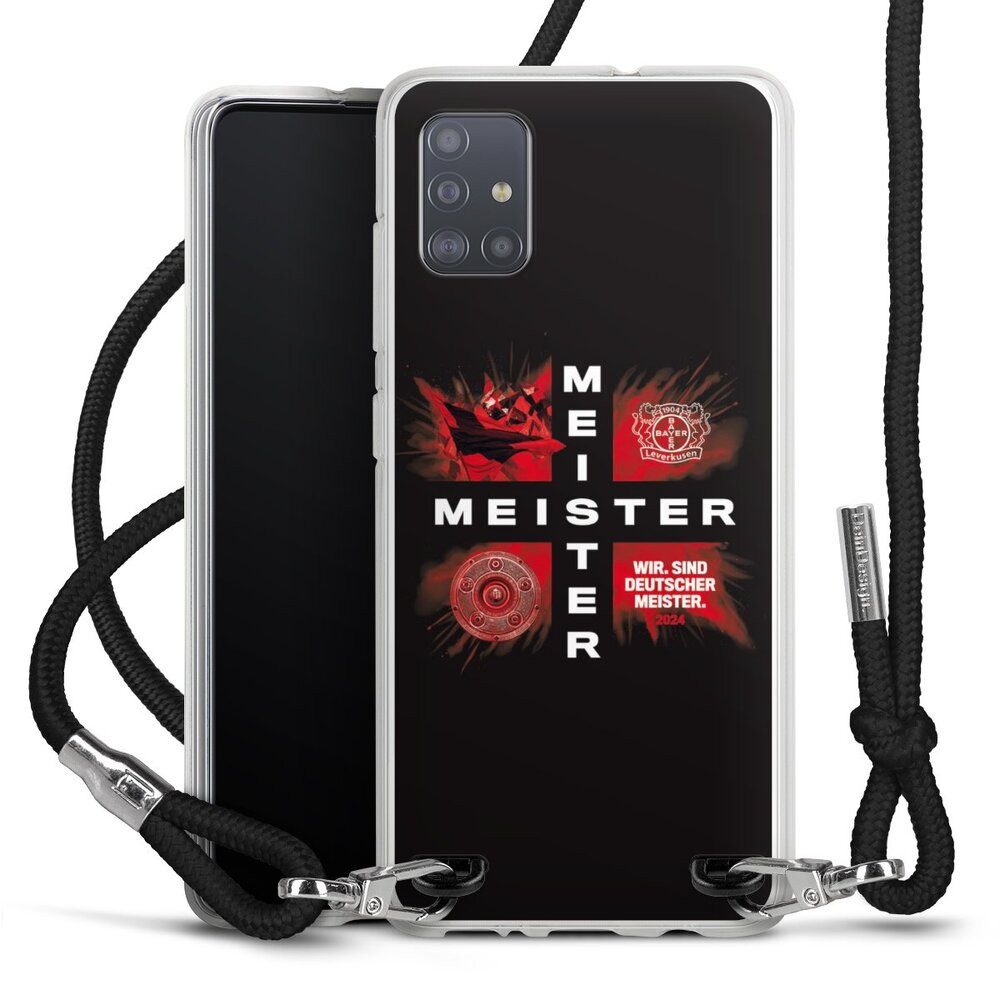 DeinDesign Handyhülle Bayer 04 Leverkusen Meister Offizielles Lizenzprodukt, Samsung Galaxy A51 Handykette Hülle mit Band Case zum Umhängen
