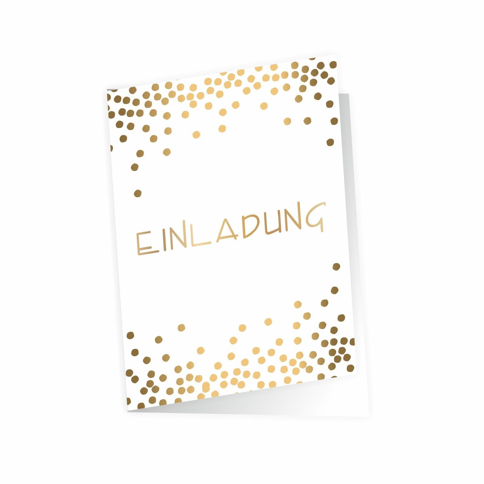 nikima Einladungskarten 10 Klapp-Einladungskarten Punkte Gold inkl. Umschlag