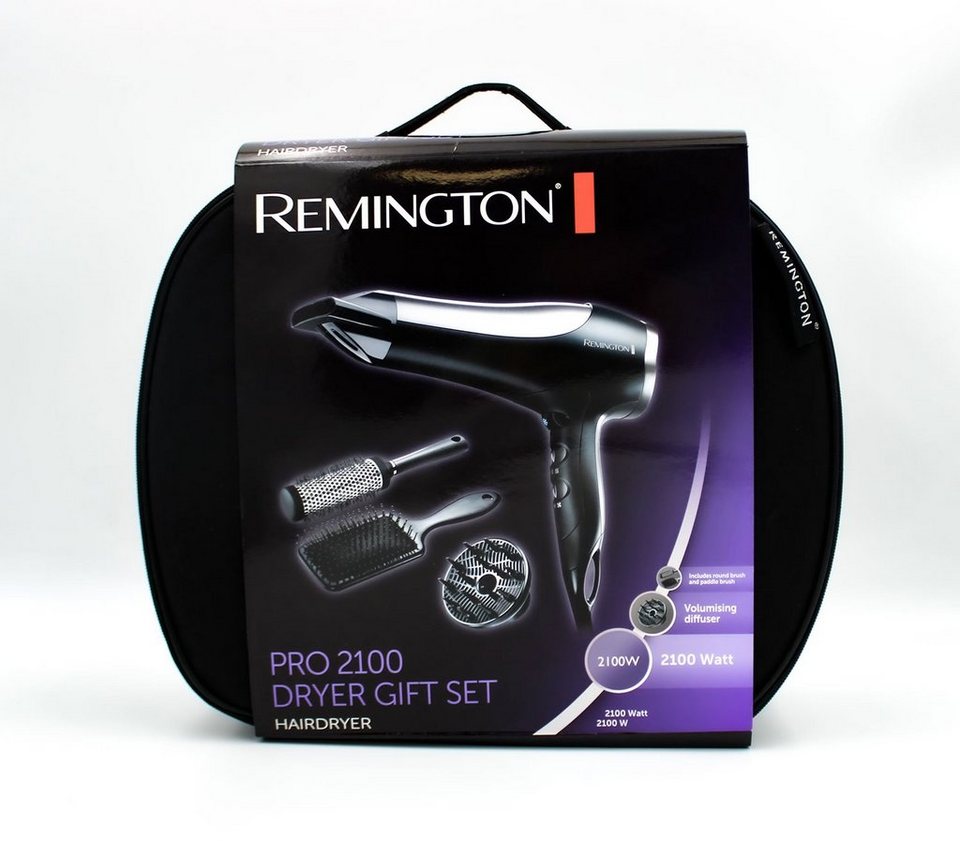 Remington Haartrockner D5017 Haartrockner Geschenkset inkl. Rundbürste und  Haarbürste