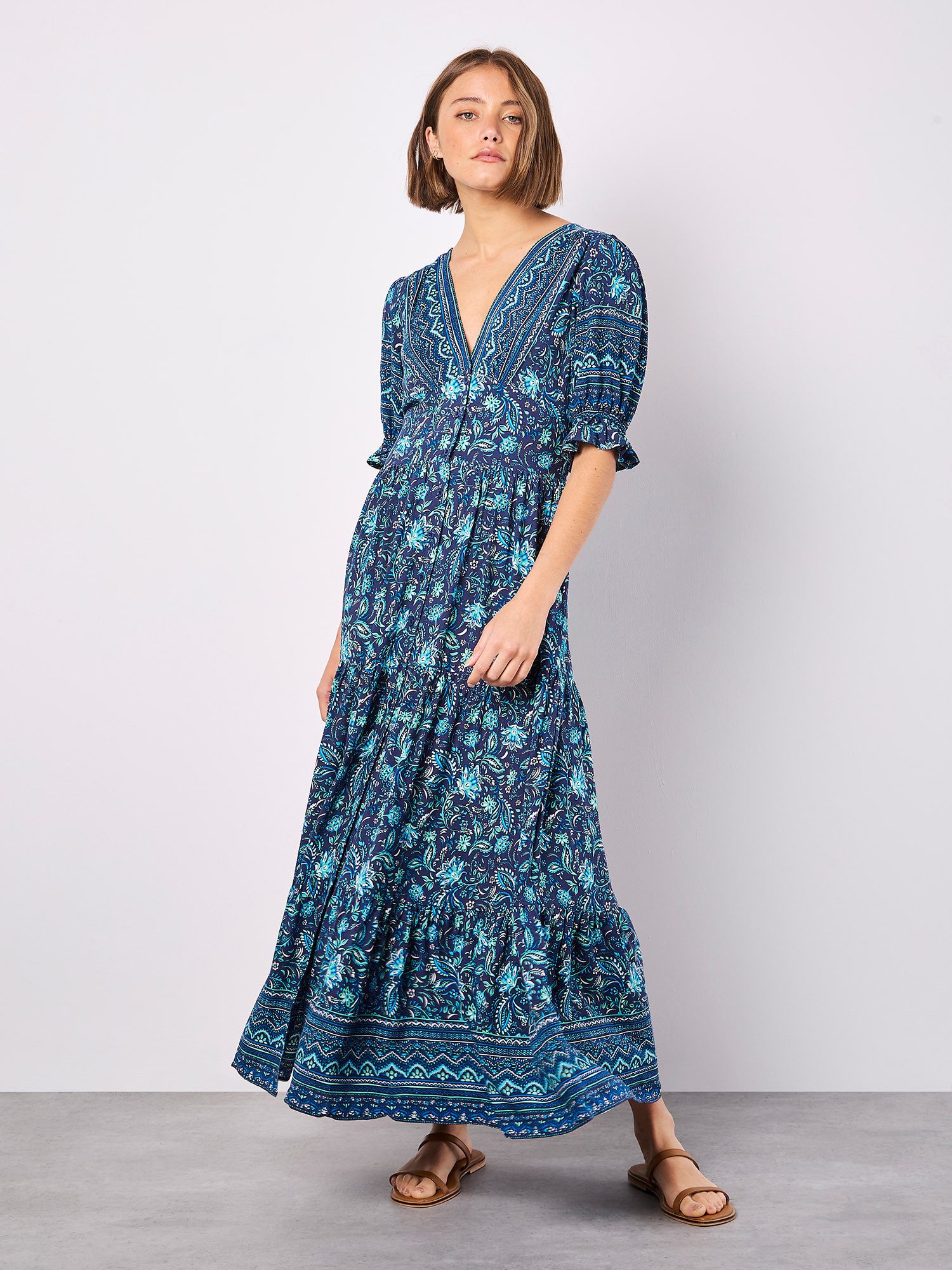 Apricot Druckkleid Sarasa Sommerkleid, mit Blumenmuster günstig online kaufen