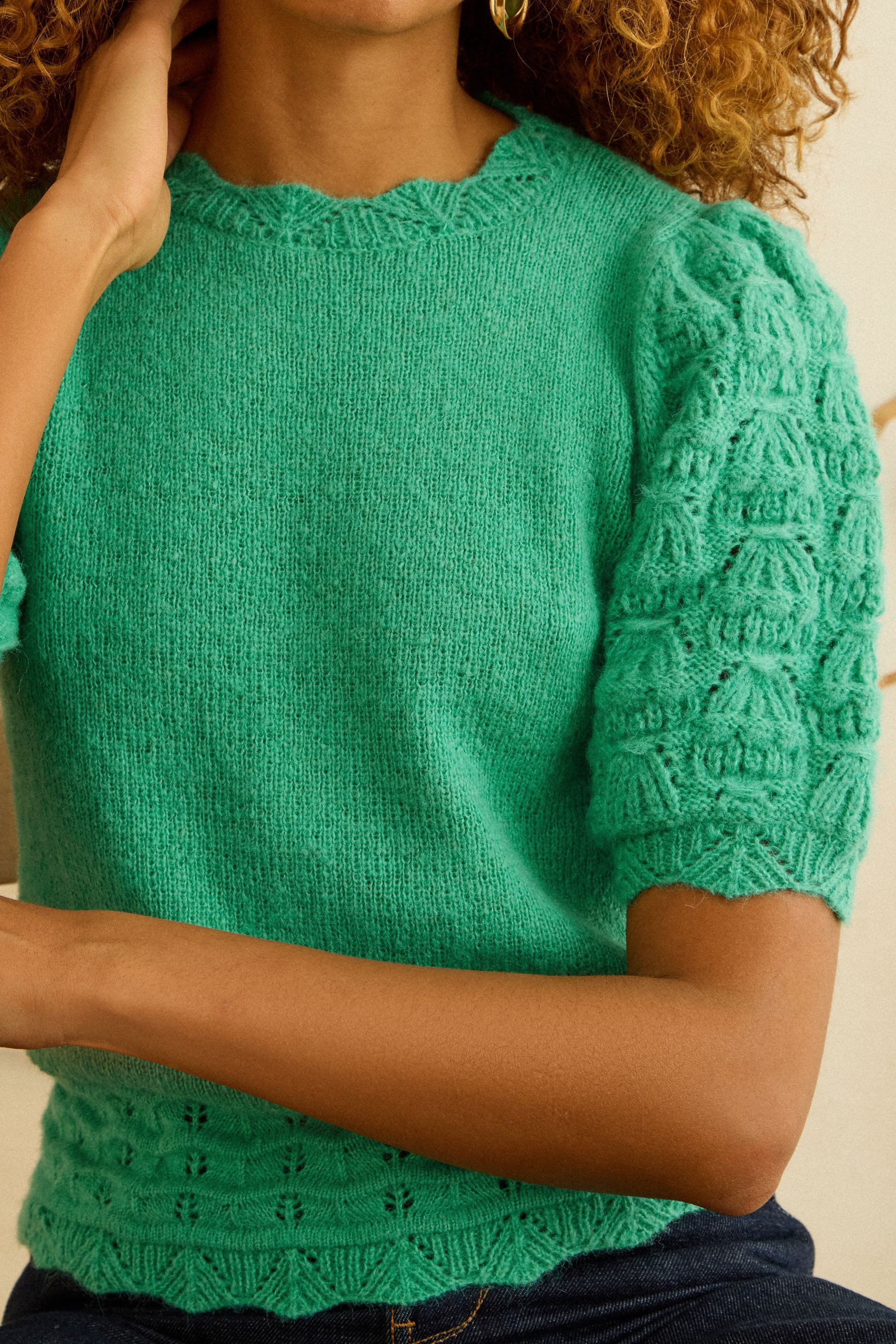 Love & Roses Strickpullover Love & Roses gemütlicher Kurzarm-Strickpullover (1-tlg)