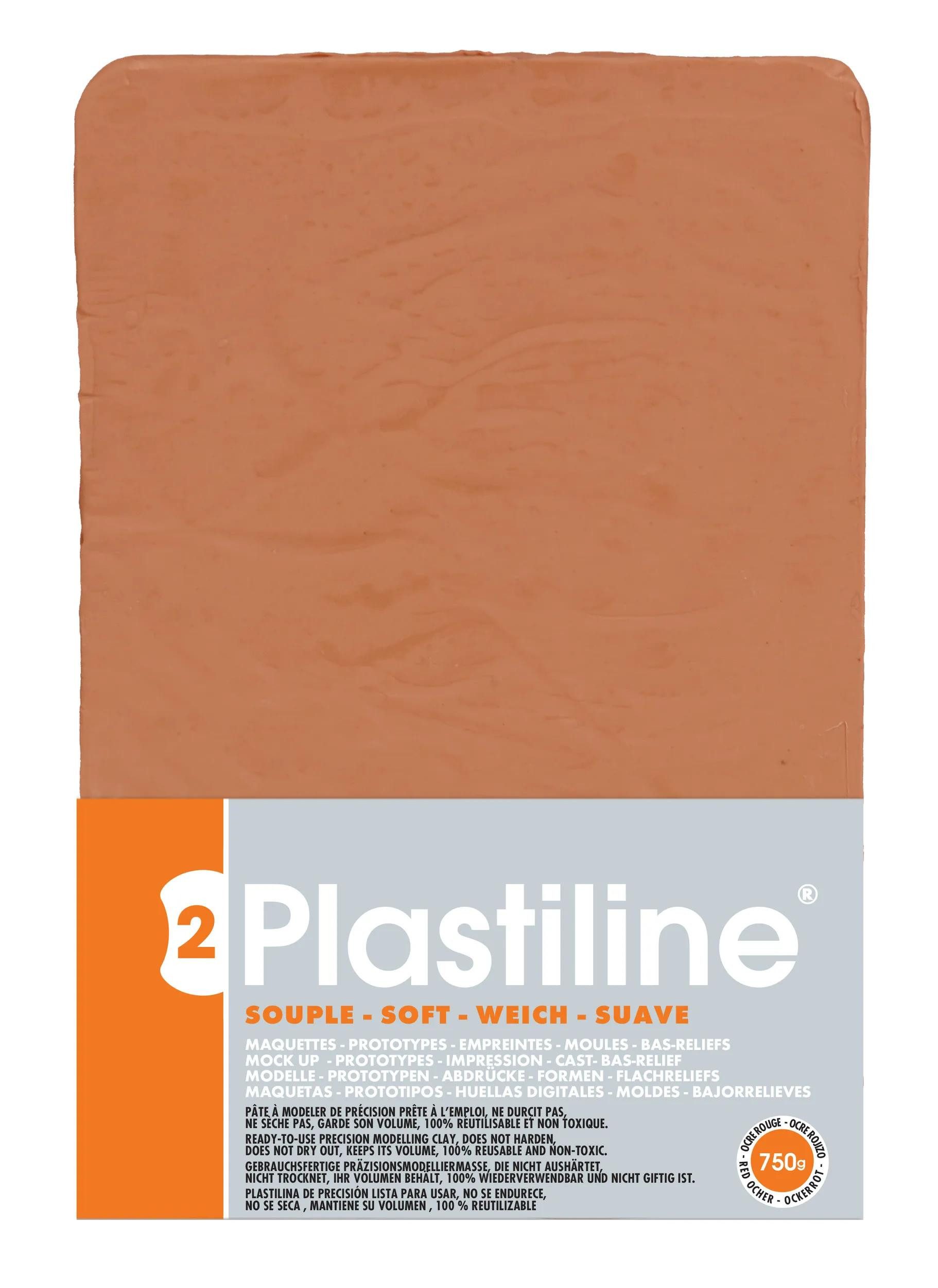 Plastiline Knete Block 750g, Härtegrad 2 (weich) - Ockerrot 7350T