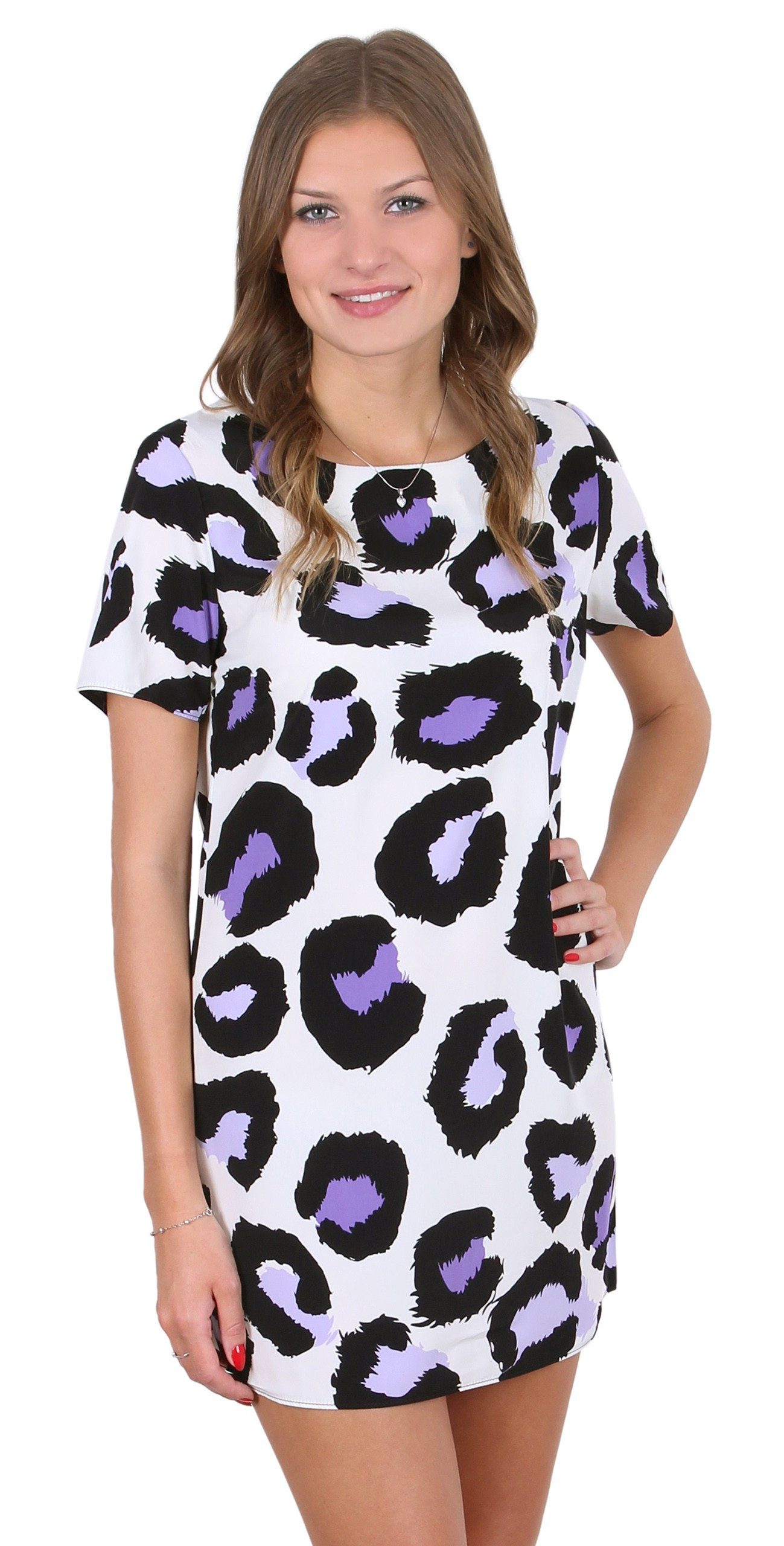 Sarcia.eu Minikleid John Zack cremefarbig-schwarz-violettes Minikleid aus Chiffon XS