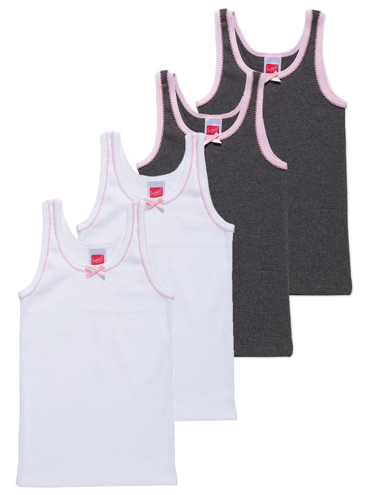 Sweety (Spar-Set, carbon Doppelripp Kids weiss Sparpack Unterhemd hohe Achselhemd 4-St) for 4er Markenqualität Mädchen