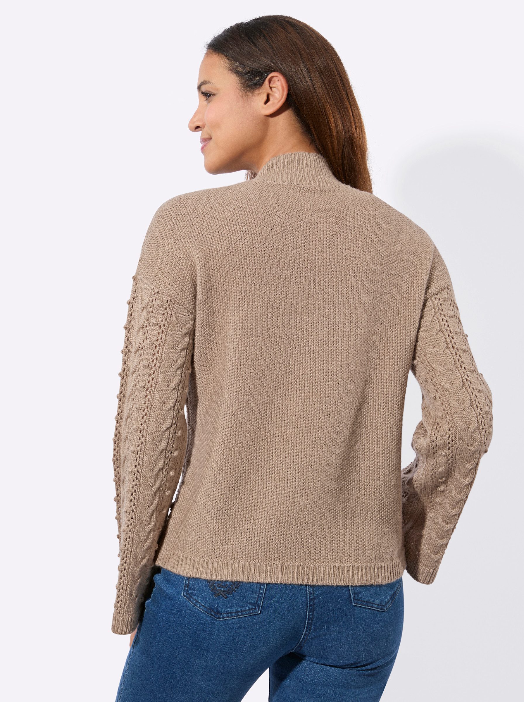 Witt Strickpullover Pullover Langarm Ajour, Zopfmuster