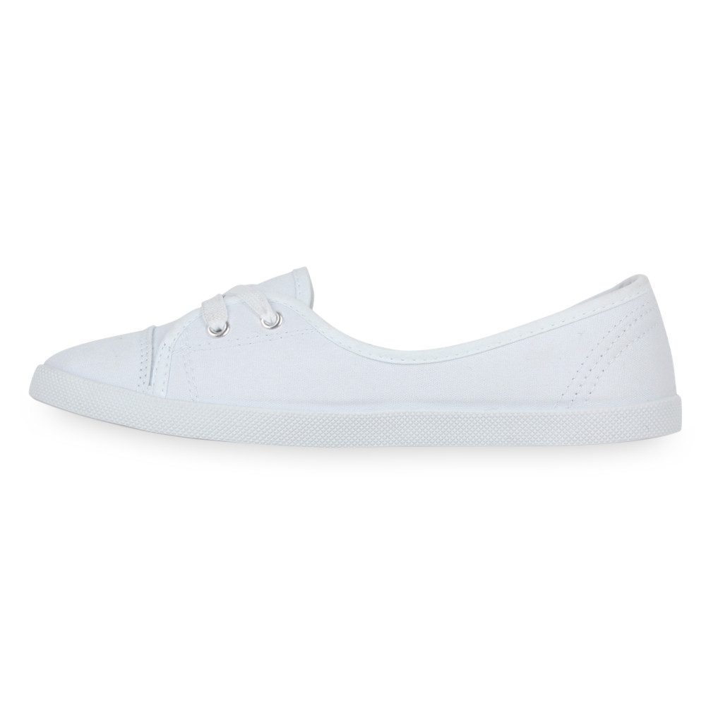 VAN HILL 79659 Sneaker Ballerinas Sportliche Damen Ballerinas Stoff Slipper Sneaker Flats Schnürer 71109
