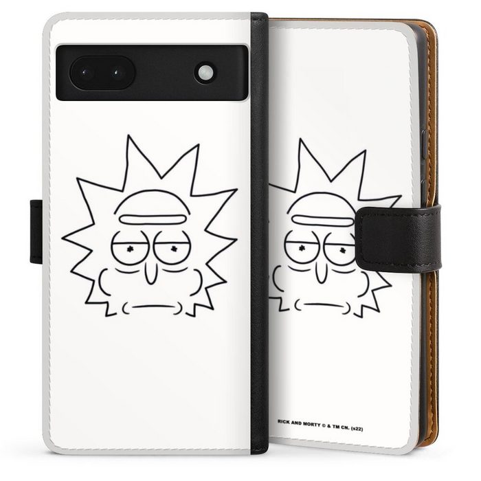 DeinDesign Handyhülle Rick & Morty Offizielles Lizenzprodukt Fanartikel Rick Line Art Google Pixel 6a Hülle Handy Flip Case Wallet Cover Handytasche Leder