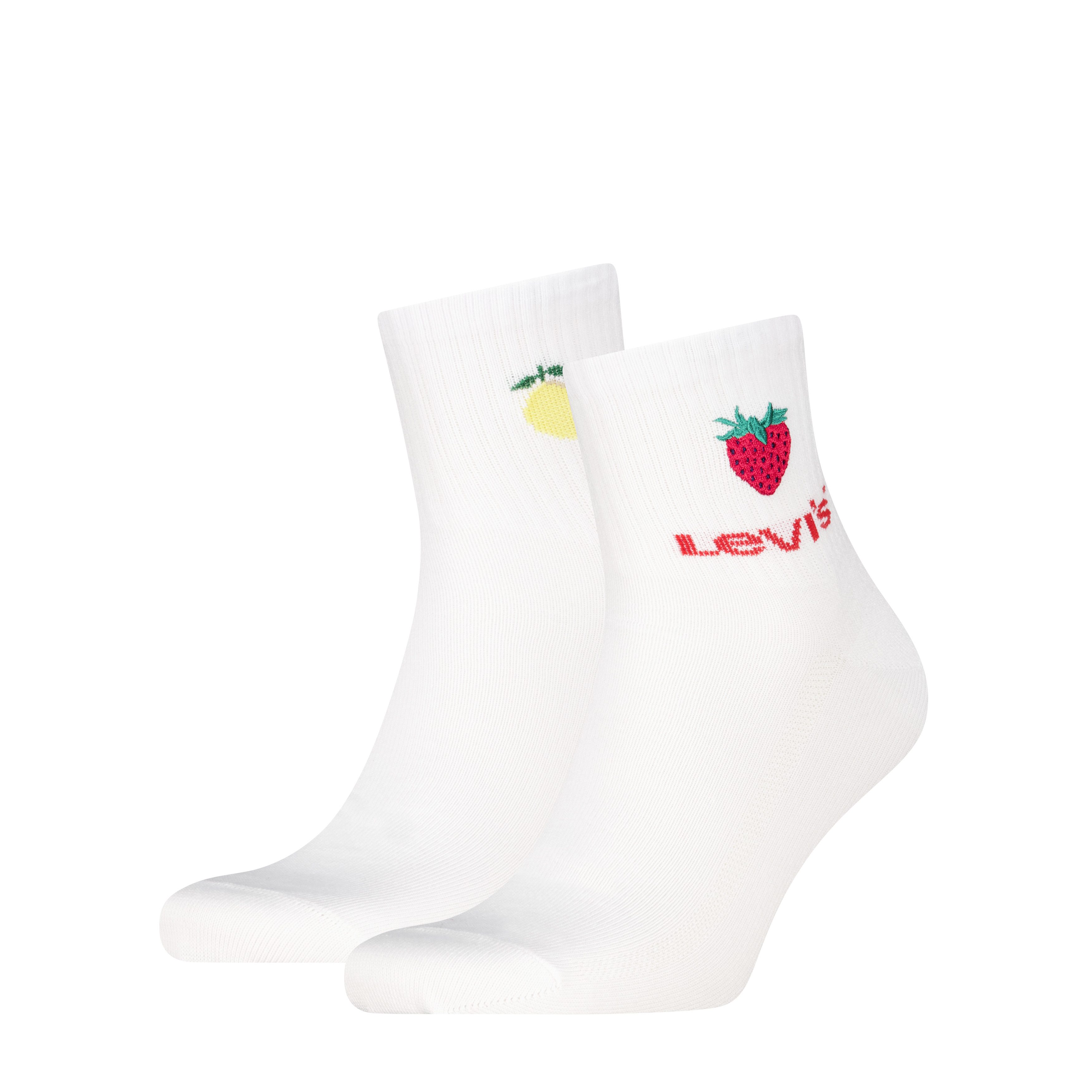Levi's® Kurzsocken LEVIS HIGH MID CUT FRUIT GRAPHIC (2 Paar) Cotton-Mix, Fruit-Design, elastisch, weiche, bequeme Sohle