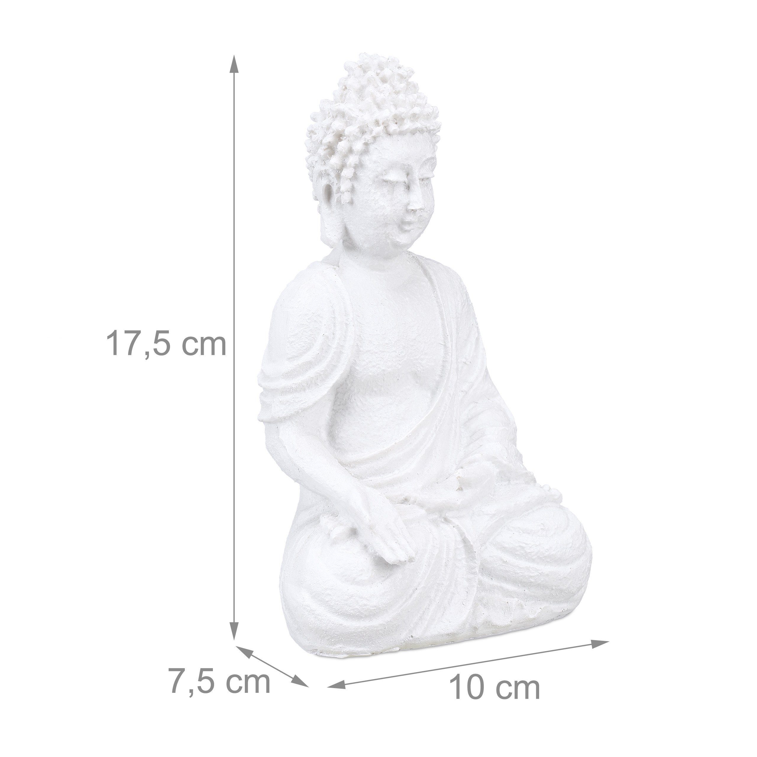 Figur 17,5 relaxdays Buddhafigur Buddha Weiße cm