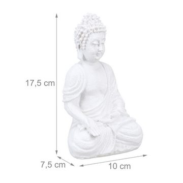 relaxdays Buddhafigur Weiße Buddha Figur 17,5 cm