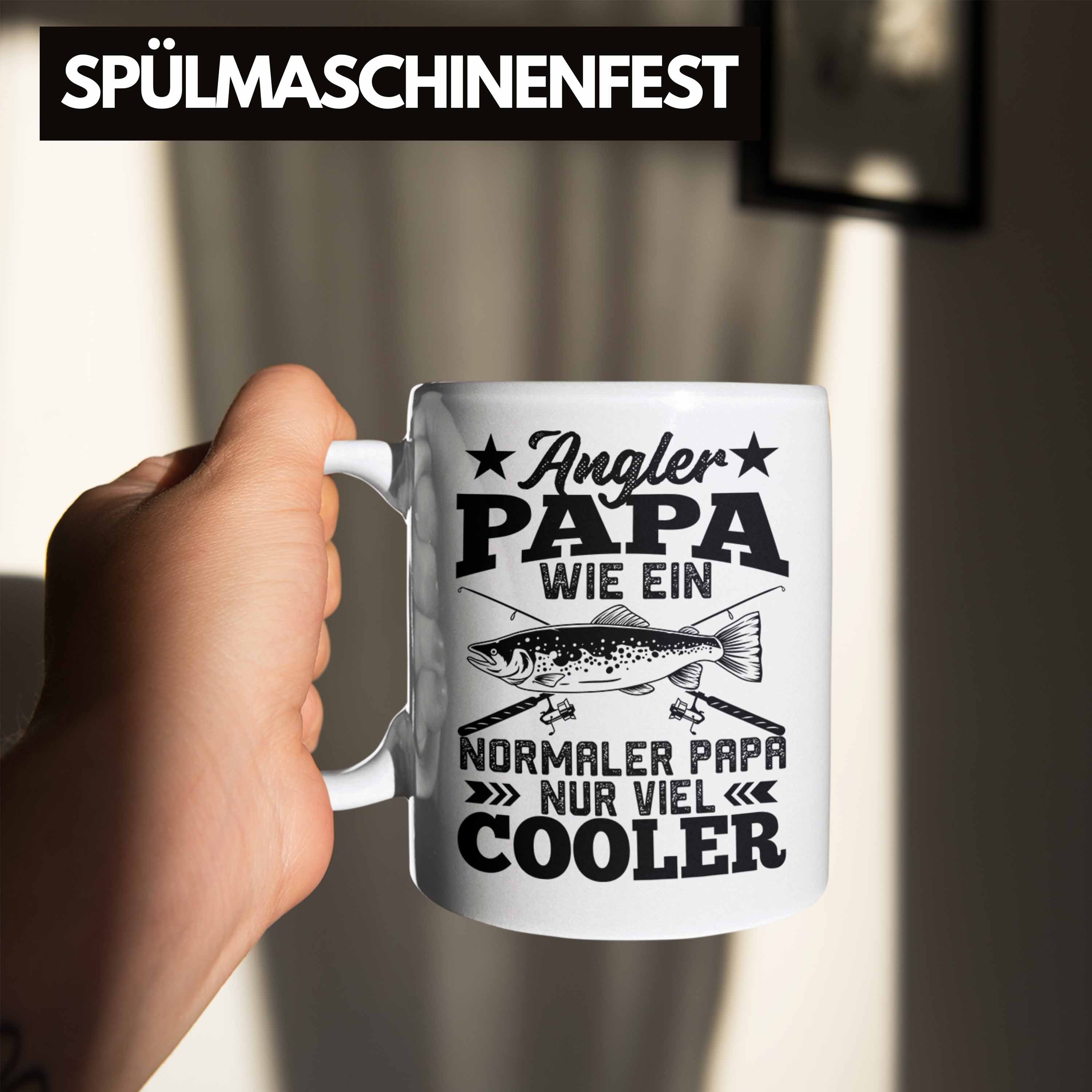 Trendation Tasse Spruch Angeln zum Tasse Lustiger Fischen Trendation Fischer Angler - Geschenkidee Papa Vatertag Geschenk Weiss