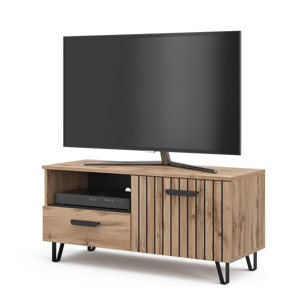 Vicco Lowboard Amber, Braun/Braun, 100.2 x 48.5 cm mit Schublade und Tür (1 St)