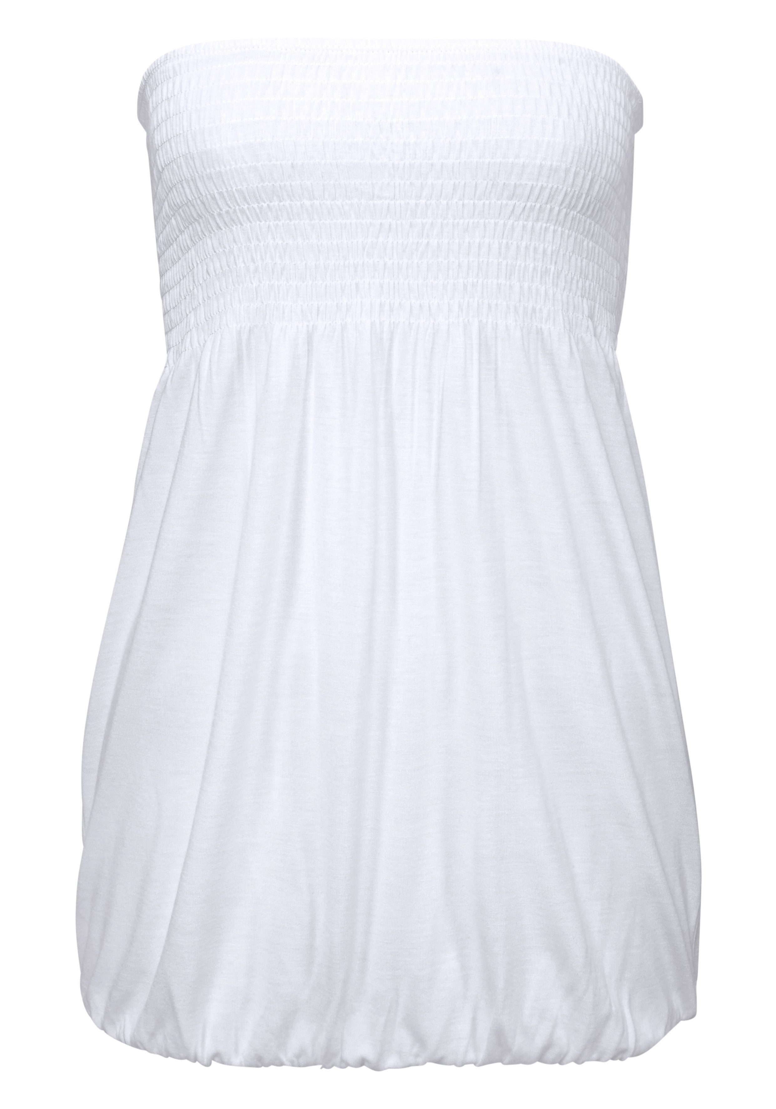 LASCANA Bandeautop mit breitem Smokeinsatz und Gummizug schulterfreies Sommertop, elastisches Jerseytop, trägerloses Strandtop – Bild 2 von 5
