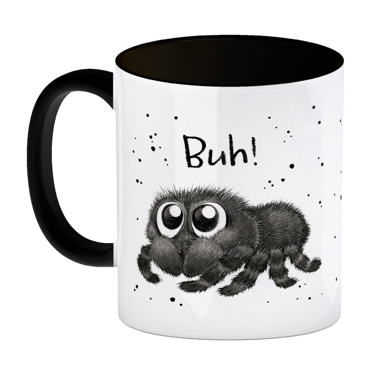 speecheese Tasse Buh! Flauschige Spinne Kaffeebecher in schwarz – Bild 2 von 2