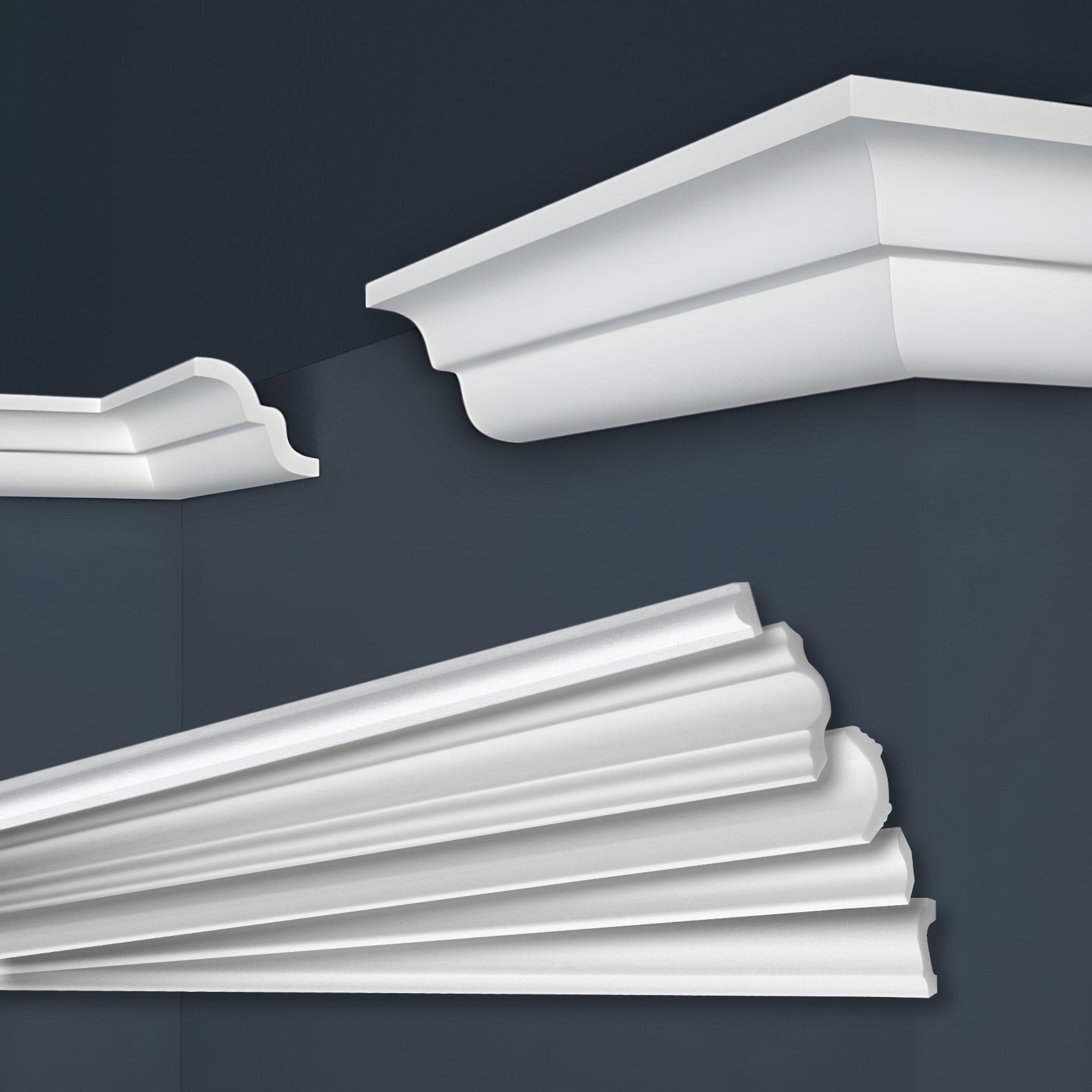 marbet design Stuckleiste E-21, 20 Meter / 10 Leisten, XPS Styropor weiß - Deckenleisten Stuck Decken Styroporleisten E-Leisten - (20 Meter / 10 Leisten E-21) E-21 / 62x62mm | Deckenleisten