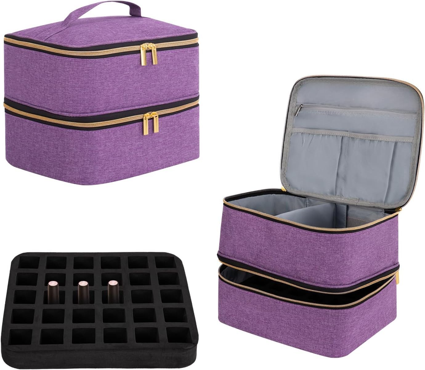 Youyijia Aufbewahrungstasche Nagellack-Organizer-Tasche, Doppelschicht Nagellack Tasche