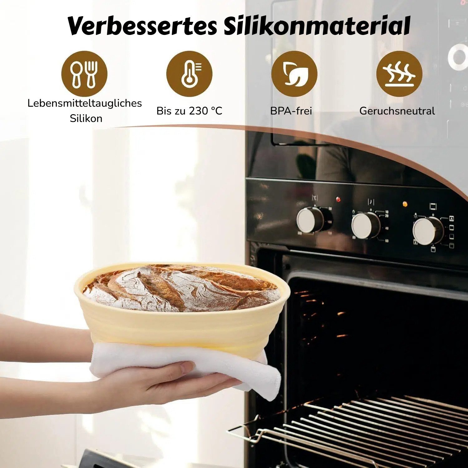 BlingBin Gärkorb 12-teiliges Faltbare Gärkörbchen für Brotbacken, Sauerteig Starter Set, (12er Set 2-tlg), Komplettset für die Brotherstellung – Ideal für Anfänger & Profis