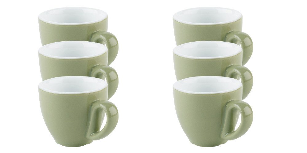 APS Espressotasse 6er Set Espresso Tassen -SNUG-, 6-tlg., Porzellan, für Heißgetränke aller Art geeignet