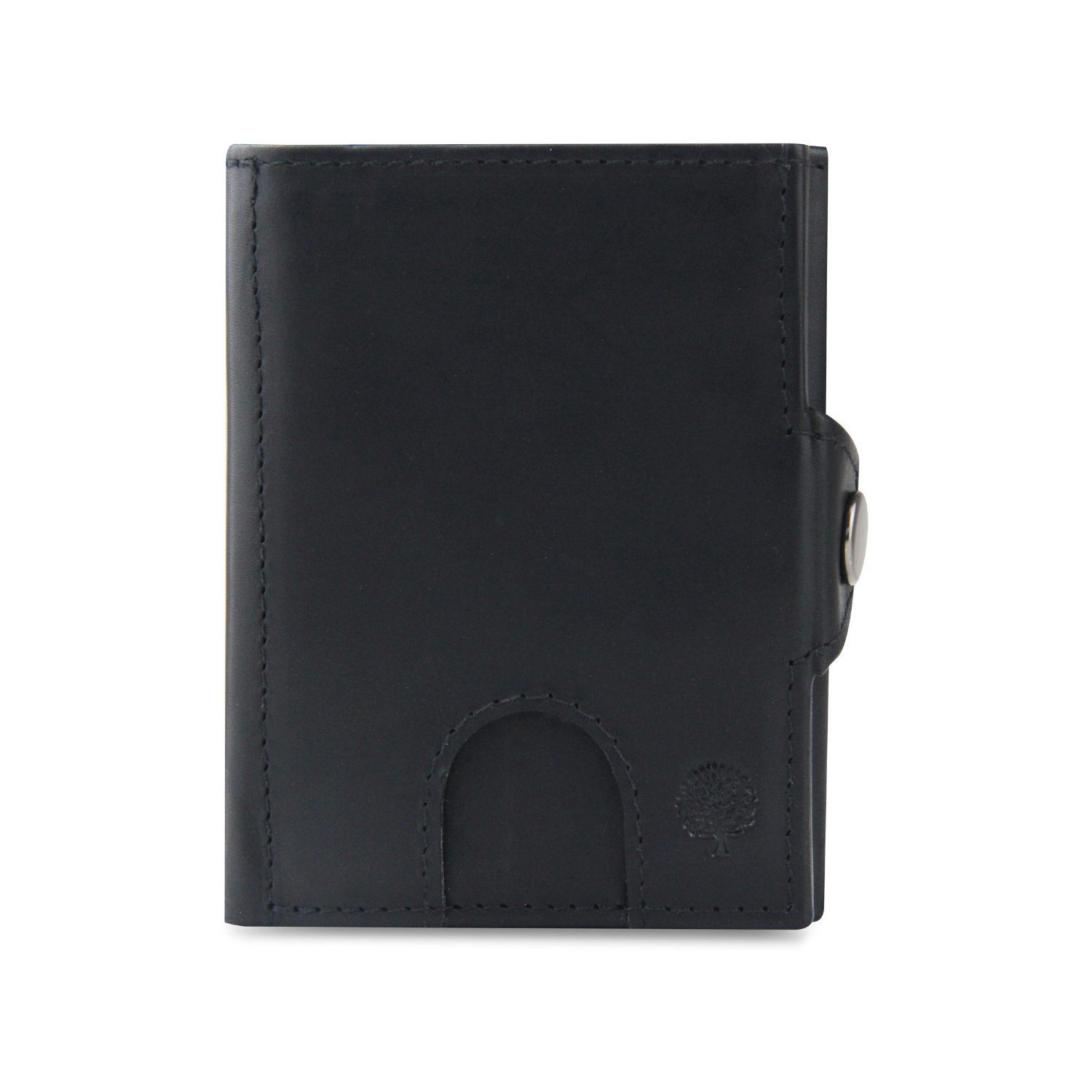 Frentree Mini Geldbörse Slim Wallet mit RFID-Schutz - Geldbörse aus echtem Leder - Mini, Geldbeutel mit Münzfach - Echtleder Portemonnaie Kartenetui Klein Schwarz Glattleder