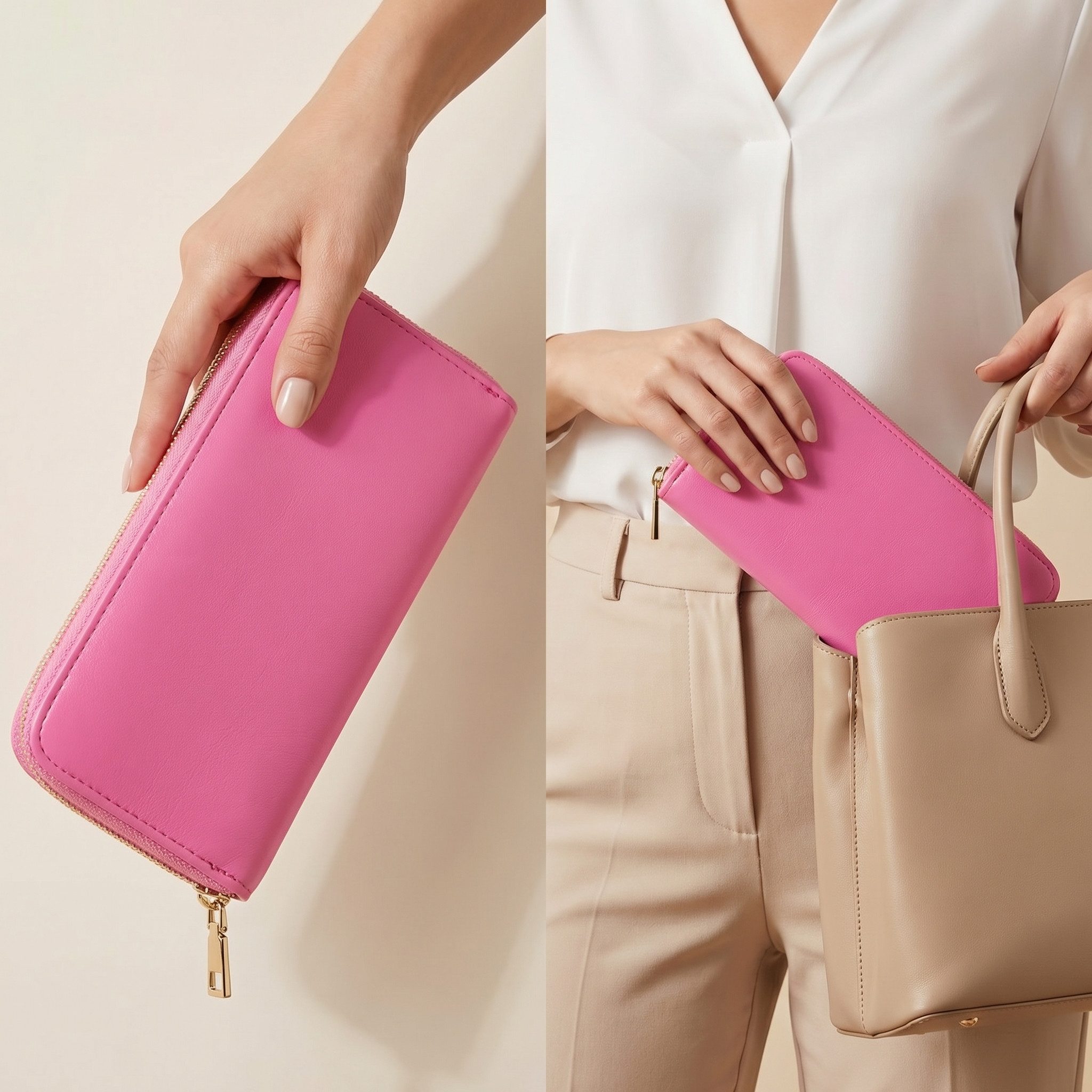 MillyMilk Geldbörse PURA Clutch Damen Groß Leder Optik Portemonnaie - Geldbeutel, Geldbeutel in Premium Leder-Optik mit Handyfach & 16 Karten – Bild 5 von 5