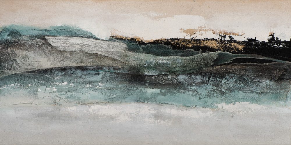 ArtUniverse Gemälde Ausdruckstark in Seegrün 70x140 cm, Abstrakt