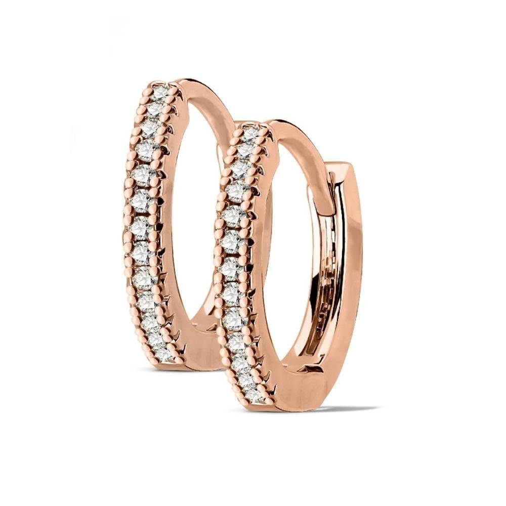 BUNGSA Creolen-Set Ohrringe Kristalle (2 (1 aus 2-tlg), Edelstahl Stück), Paar Ohrschmuck Rosegold Damen Ohrringe schmal