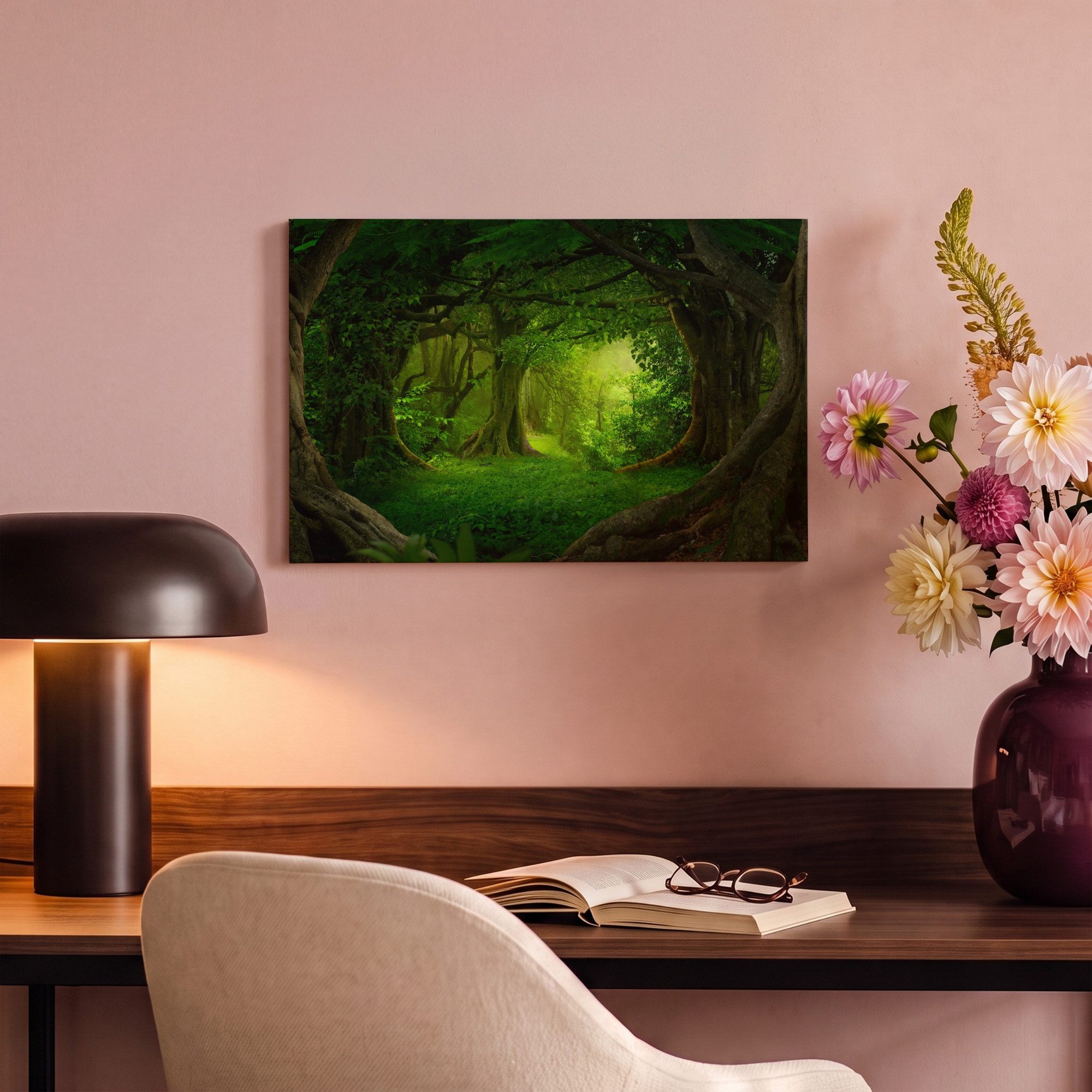 OneMillionCanvasses® Leinwandbild Bäume - Wald - Grün - Landschaft - Natur, Fotodruck (1 St), Leinwand Canvas Wandbild, Wanddekoration 20x30 cm – Bild 4 von 5