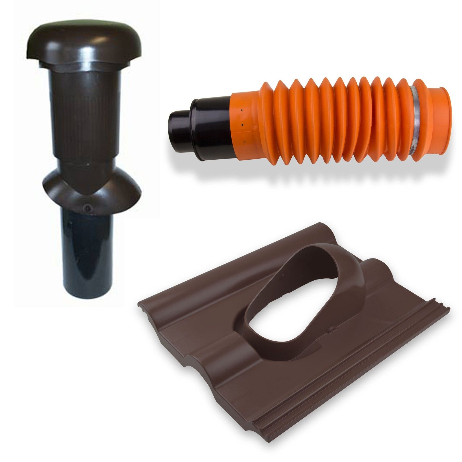 Klöber Dachdurchführung Klöber-Set5 Dachentlüftung DN100 braun Frankf. Pf. Rohr