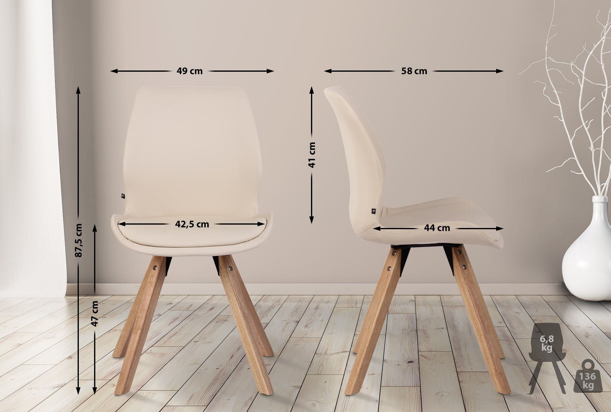 CLP Esszimmerstuhl Luna (2er Set), Kunststoff/ günstig online kaufen