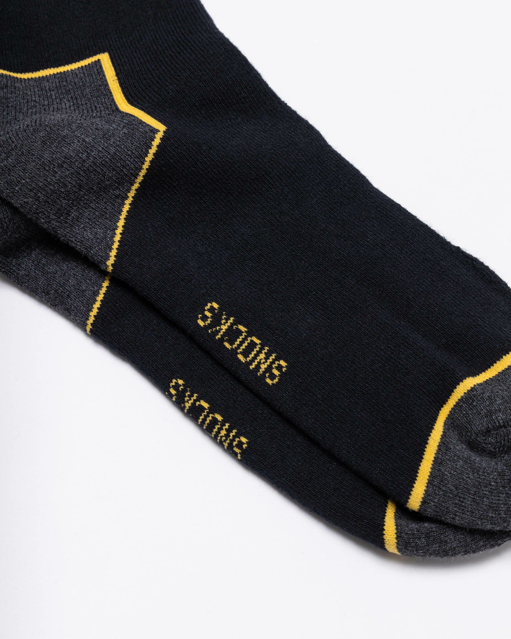 SNOCKS (2-Paar) Akzente Schwarz/Gelbe Bio-Baumwolle Arbeitssocken aus Vollfrotteesohle, Stiefel mit stabile für perfekt
