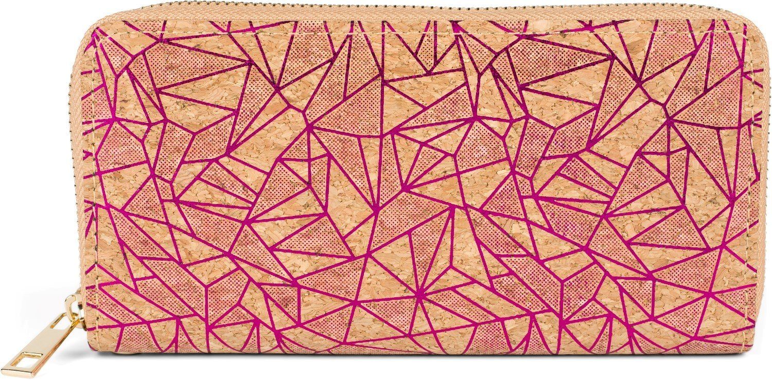 styleBREAKER Geldbörse (1-tlg), Kork Geldbörse mit Prisma Muster Pink