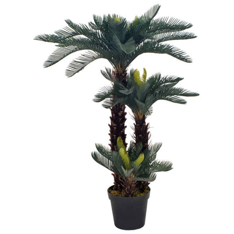 Kunstrasen Künstliche Pflanze Cycas-Palme mit Topf Grün 125 cm, vidaXL, Höhe: 125 mm