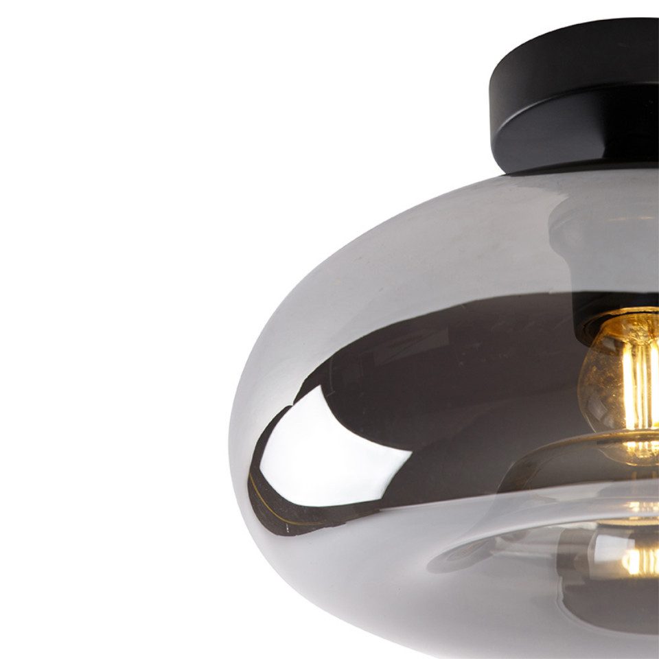 Qazqa Deckenleuchte Busa, ohne Leuchtmittel, E27, Schwarz, Art Deco, Glas, günstig online kaufen