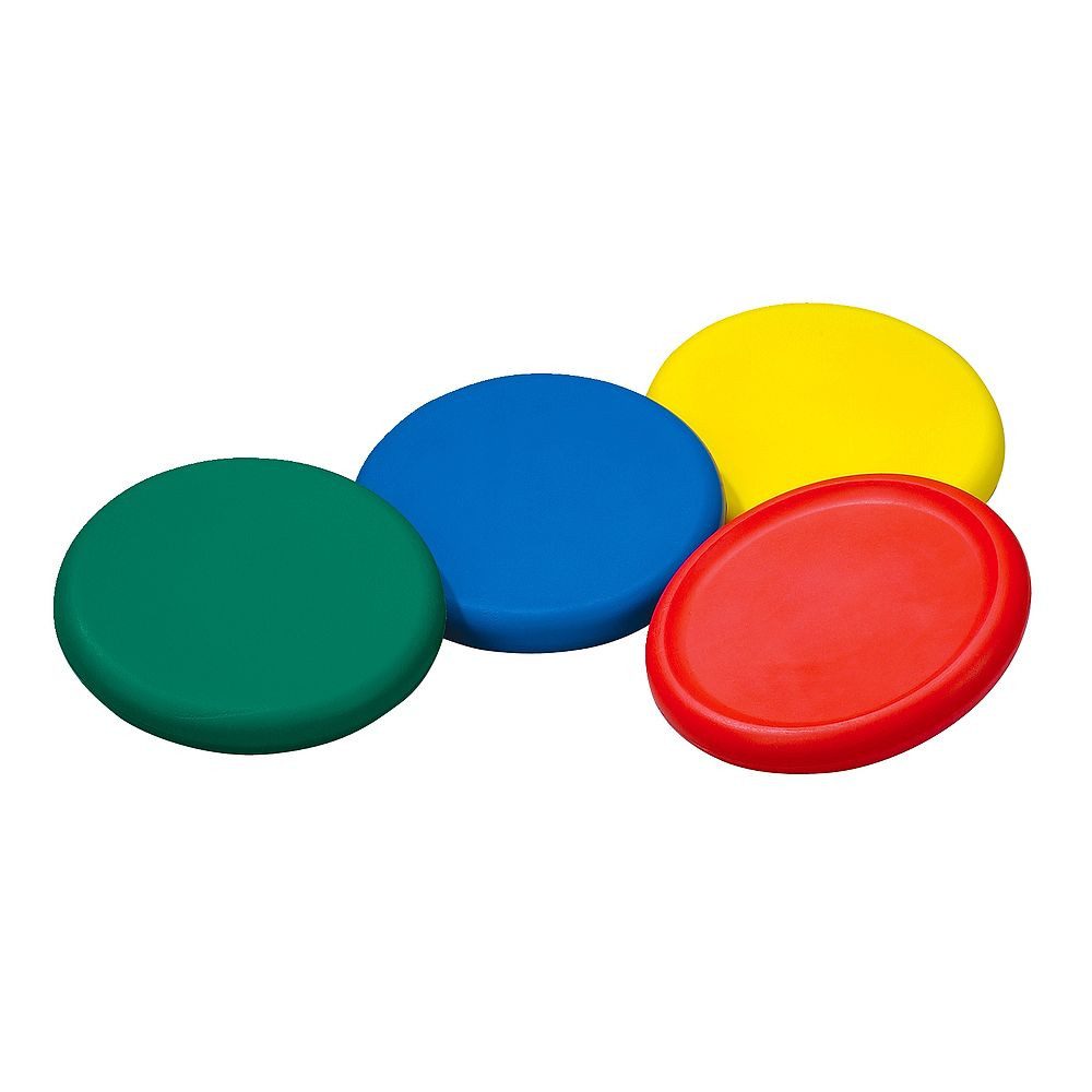 Sport-Thieme Spielesammlung Wurfscheiben-Set Soft, 4 Softwurfscheiben – je 1 in Blau, Gelb, Grün und Rot