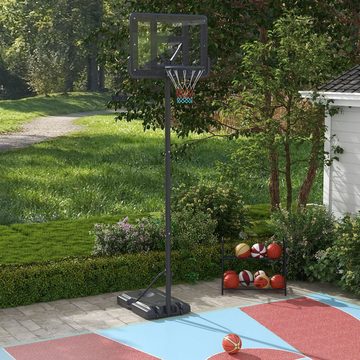 SPORTNOW Basketballständer 195-370 cm Höhenverstellbarer Basketballkorb mit Ständer, Stahl (Set, 1-St., Basketball-Backboardständer), einstellbare Höhe