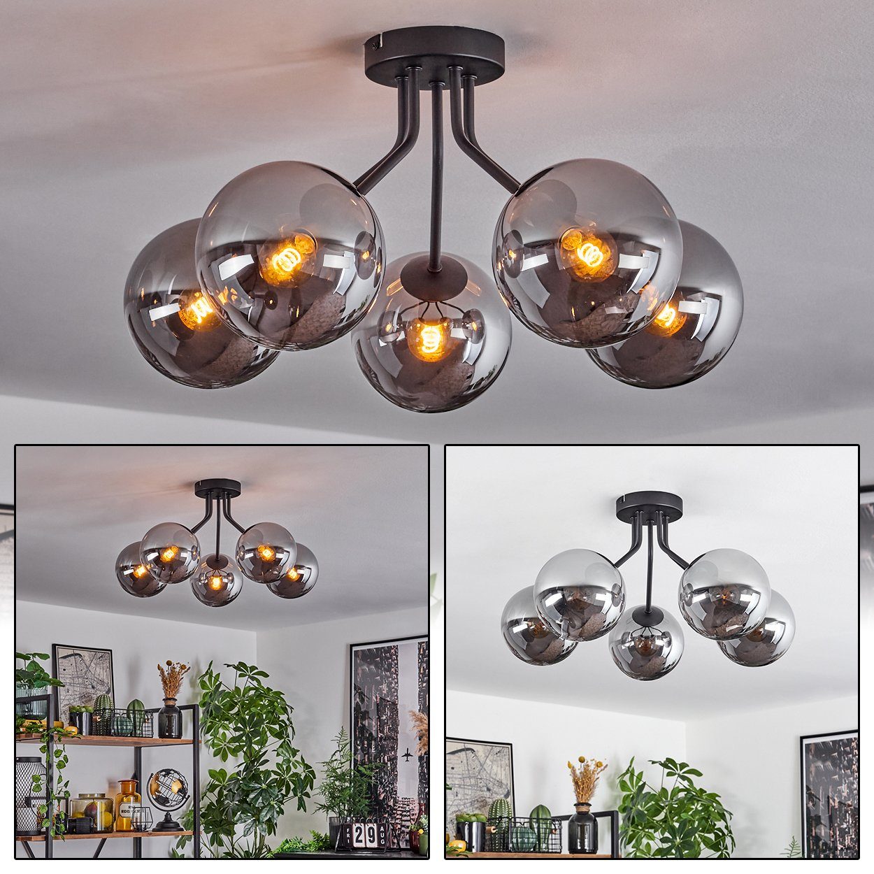 hofstein Deckenleuchte Hängelampe aus Metall/Glas in günstig online kaufen