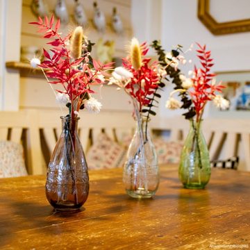 matches21 HOME & HOBBY Dekovase Klare Glasvase bauchig mit Hals - Vintage Muster 15,8 cm (1 St), Kleine Dekovase Blumen-Vase als Tischdeko