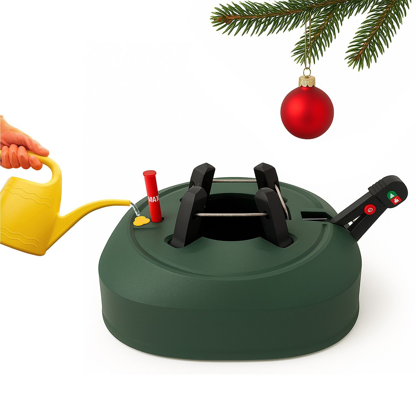 BURI Christbaumständer Weihnachtsbaumständer Tannenbaumständer 2,20 m Baumhöhe 3,2L Fußpedal, mit Fußpedal und XXL Wassertank