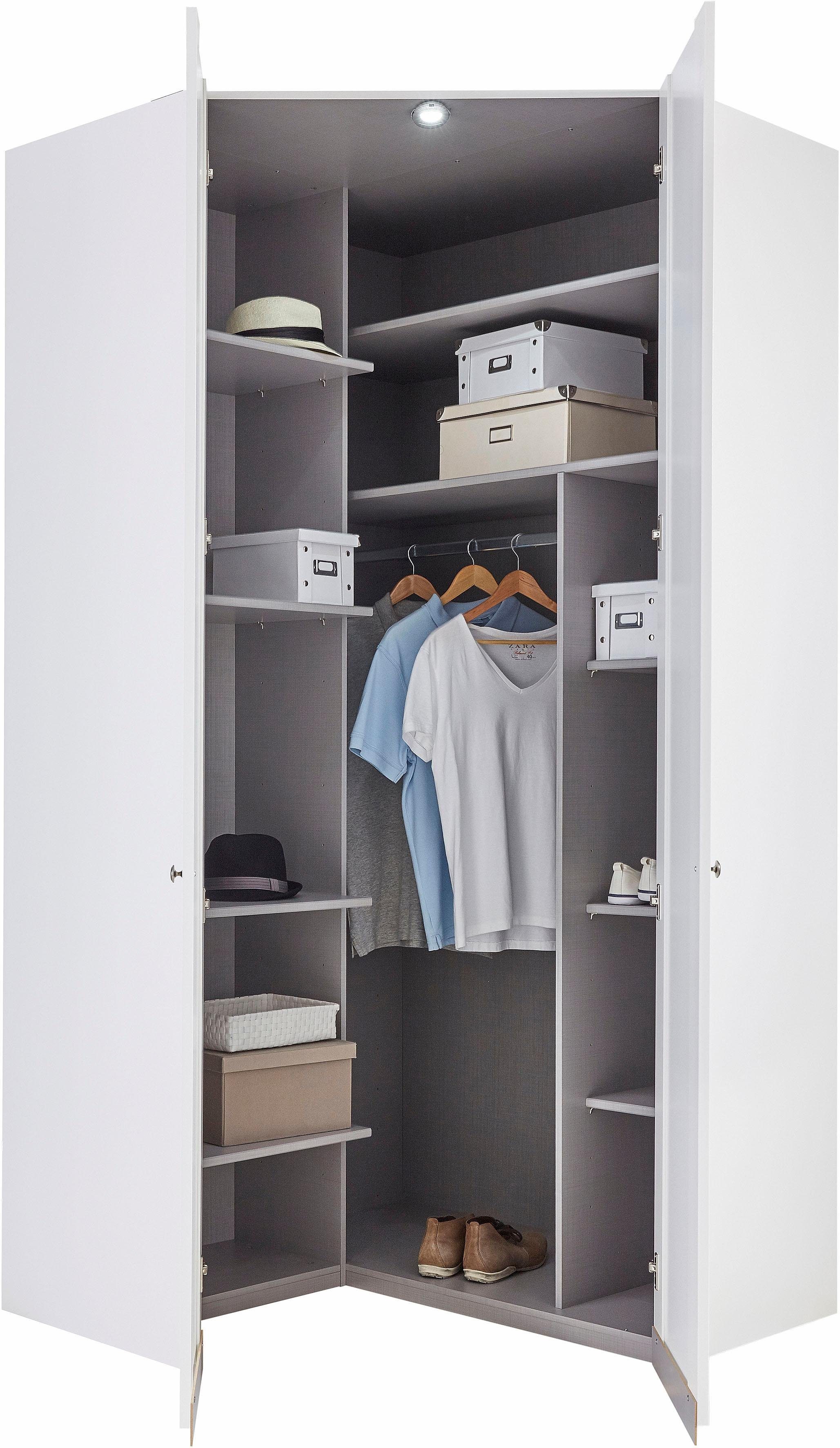 Wimex Eckkleiderschrank New York inklusive LED Beleuchtung innen