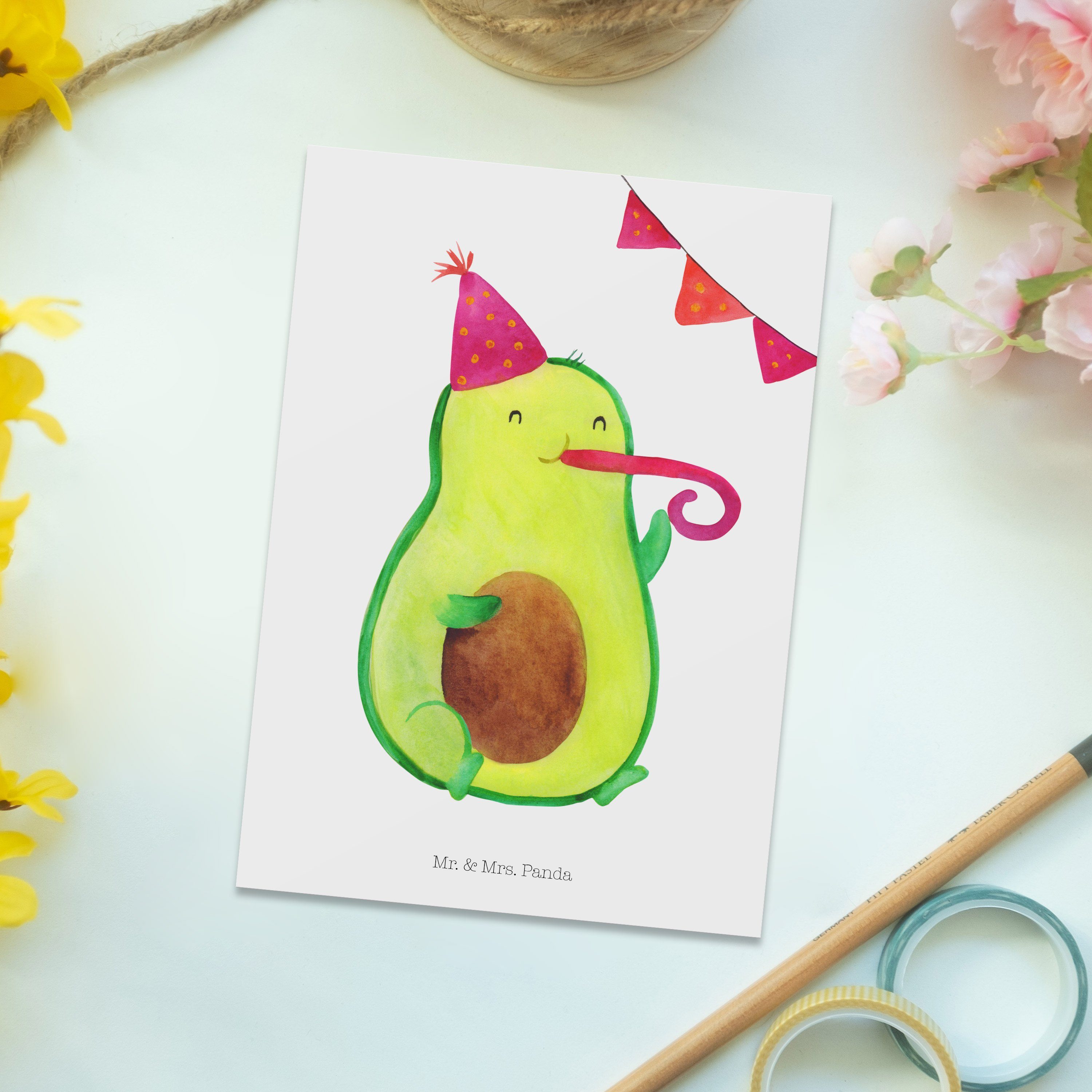 Mr. & Mrs. Panda Postkarte - - Weiß Avocado Geschenkkarte, Birthday Überraschung, Fruc Geschenk