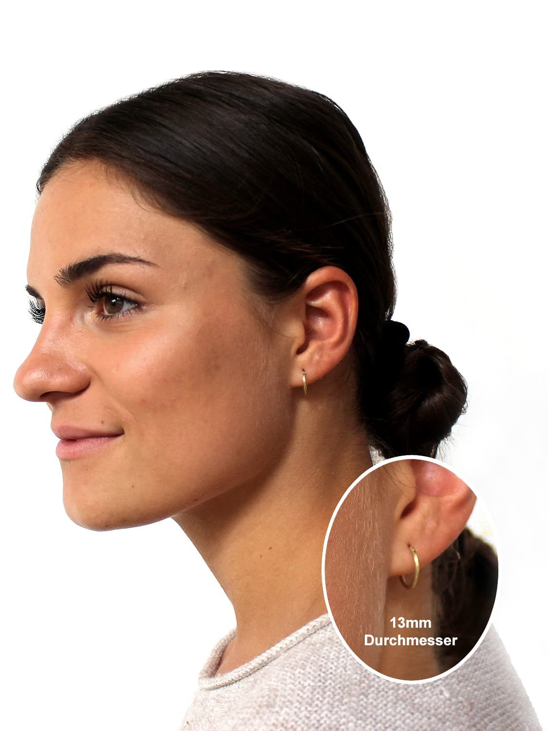 My Gold Paar Creolen Damen & Mädchen Ohrringe Gold 585 (14 Karat) Ø 13mm - Sunset Shiny (Set, 2-tlg., inkl. Schmuckbox), Geschenke