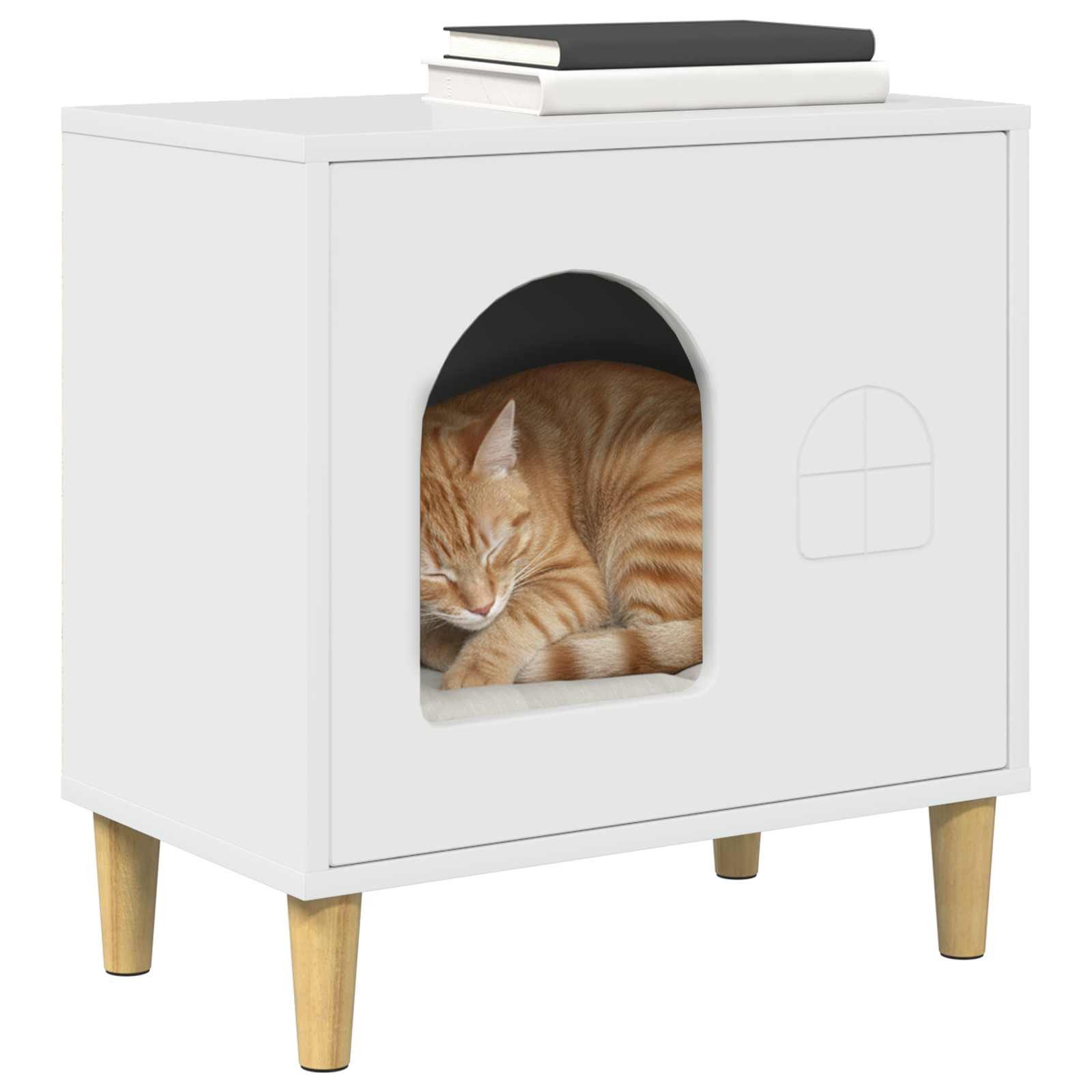 vidaXL Tierkorb 51 x 30 x 52 cm Katzenhaus Glänzend Weiß 51x30x52 cm Spanplatte