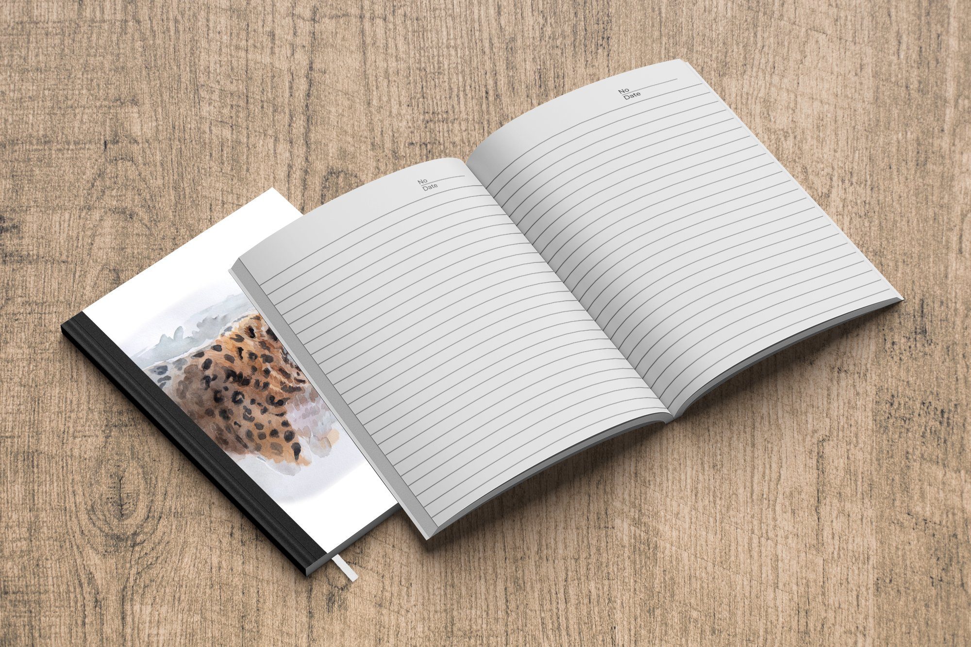 - 98 Haushaltsbuch Journal, Seiten, Aquarell Merkzettel, A5, Leopard - Notizheft, Notizbuch MuchoWow Tagebuch, Tiere,